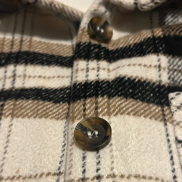 Windsor Plaid Varsity Jacket in Cream and Brown - Picture 6 of 8